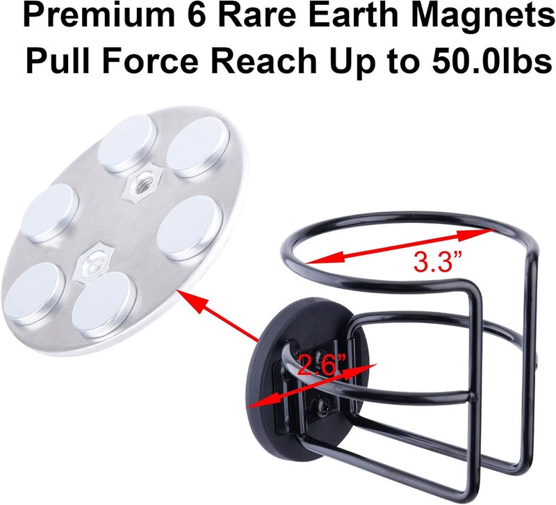 LEKUSHA Magnetic Cup Holder with 2 Screws Mount, Full Covered Bus Tractor Cup Holder, Magnet Drink Holder for Bottle, Black Pack of 2 - Image 4